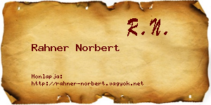 Rahner Norbert névjegykártya